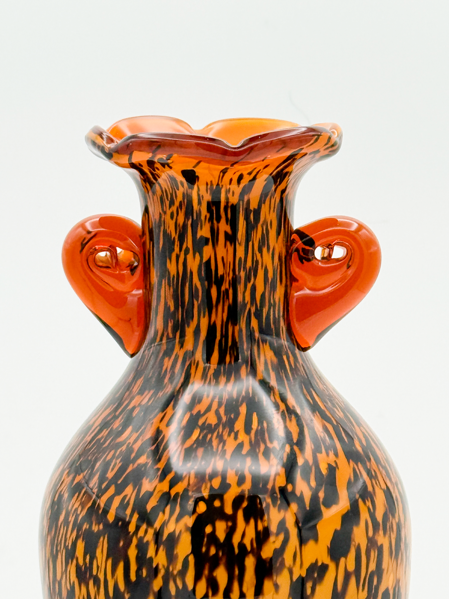 Murano Glass Vase with Brown and Black Pattern