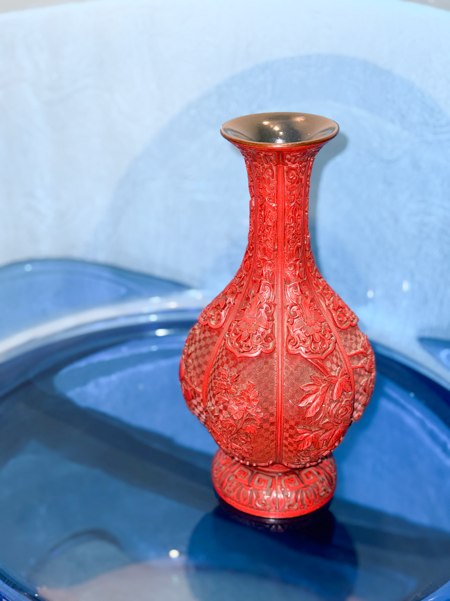 Vintage Chinese Carved Lacquer Vase