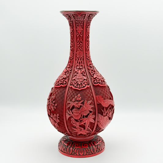 Vintage Chinese Carved Lacquer Vase