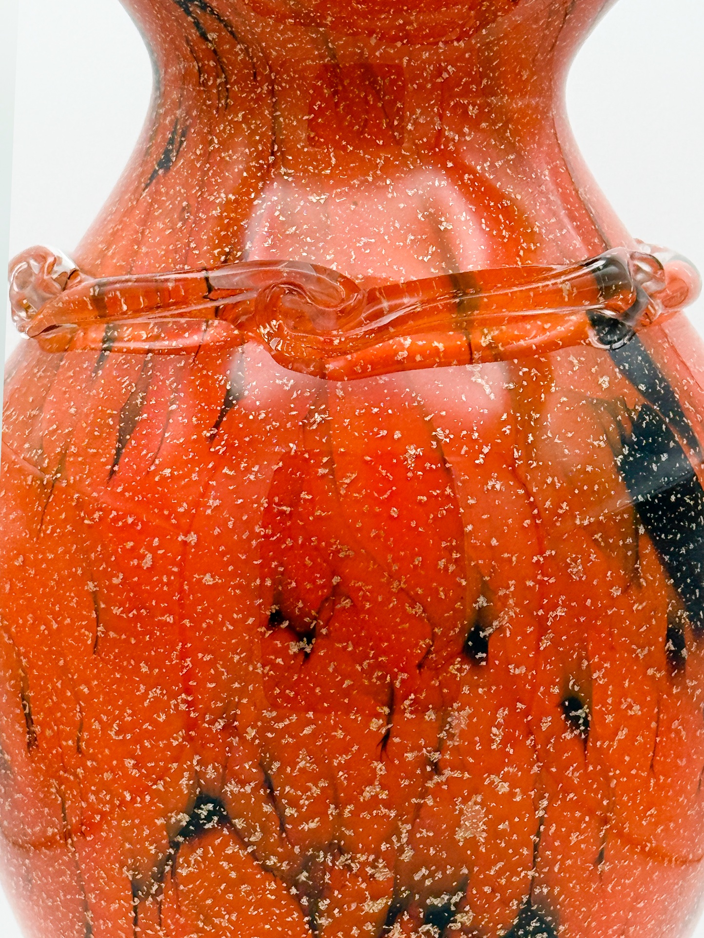 Murano Glass Vase with Orange Body and Black Specks
