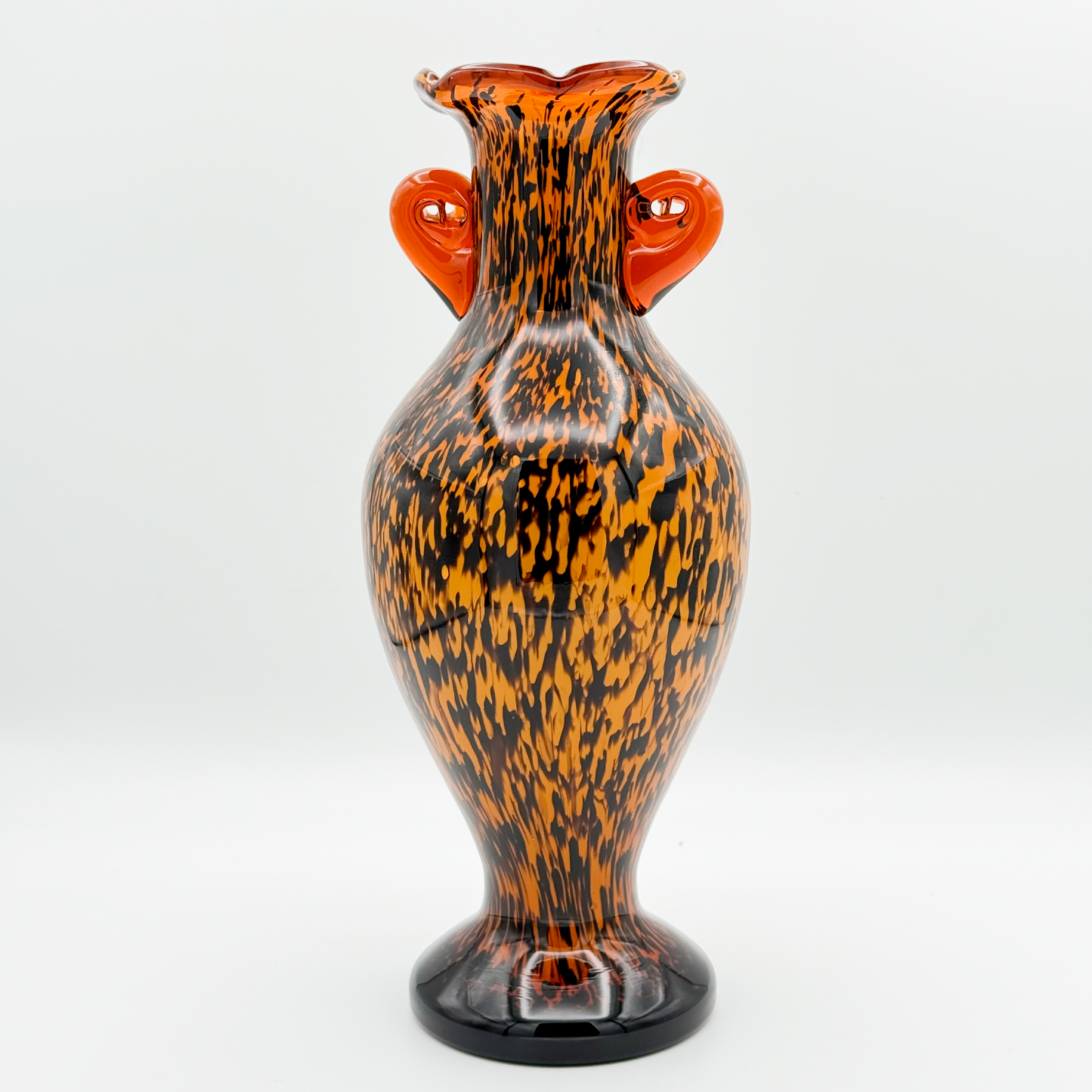 Murano Glass Vase with Brown and Black Pattern