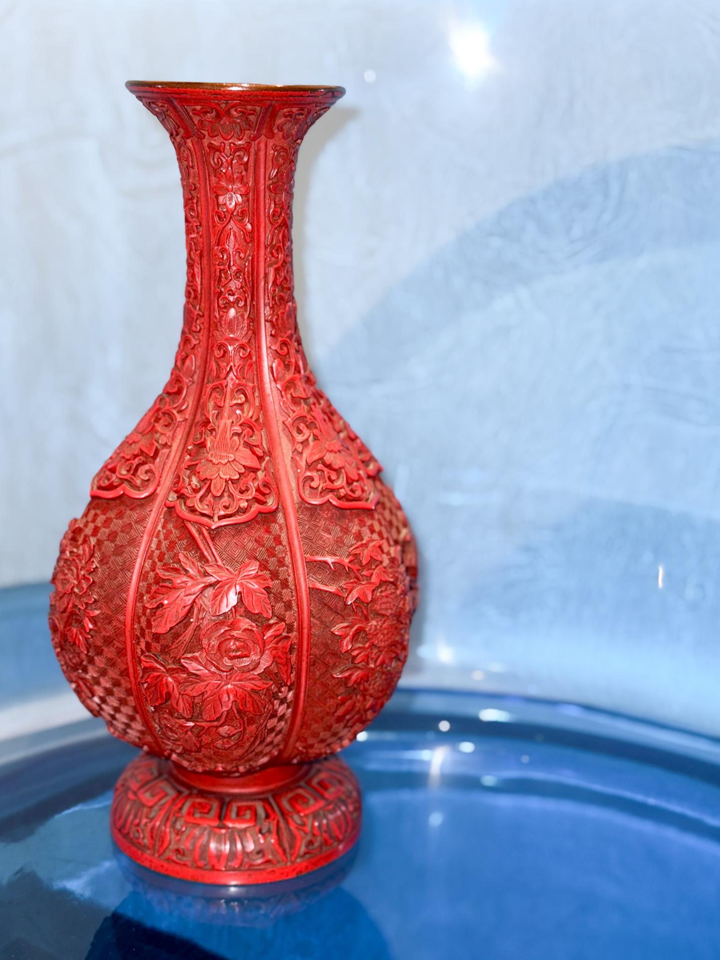Vintage Chinese Carved Lacquer Vase