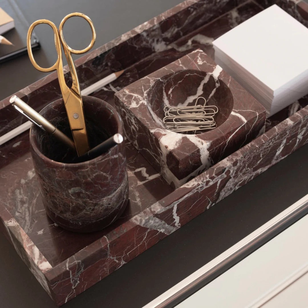 Burgundy Marble Rectangular Tray