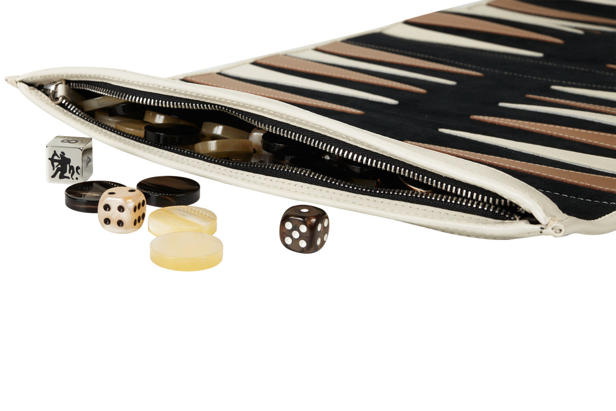 Backgammon travel set Jeans Noir Beige
